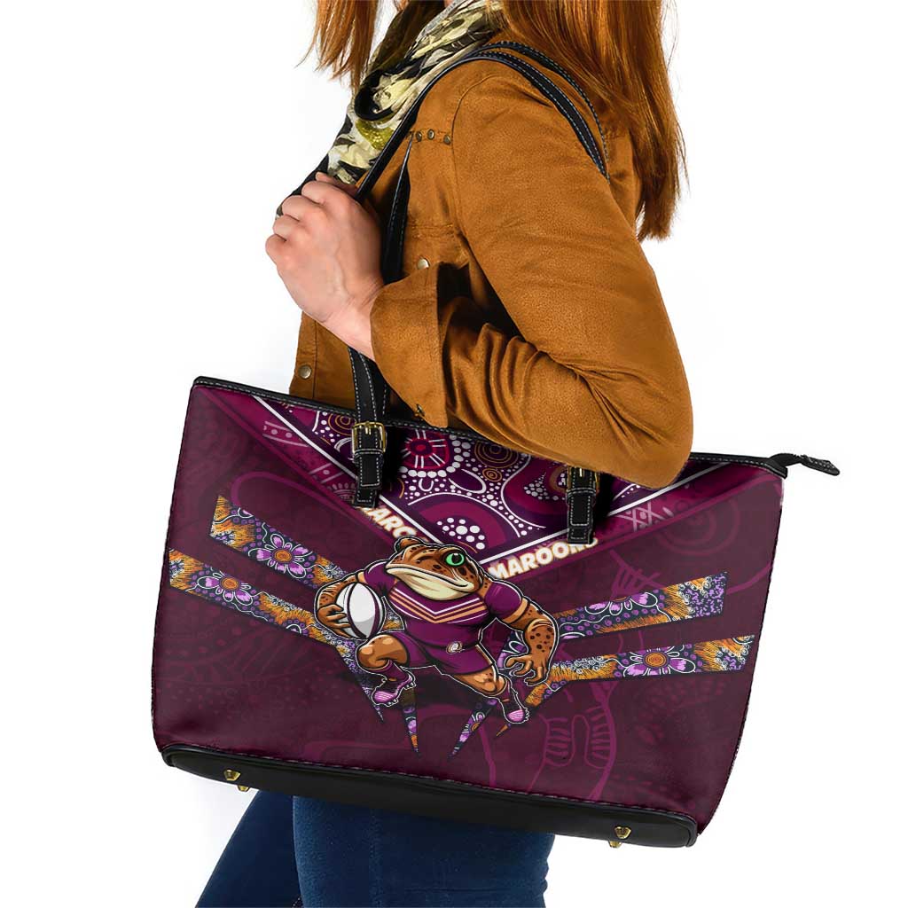 Queensland Maroons Leather Tote Bag Mascot Rugby League