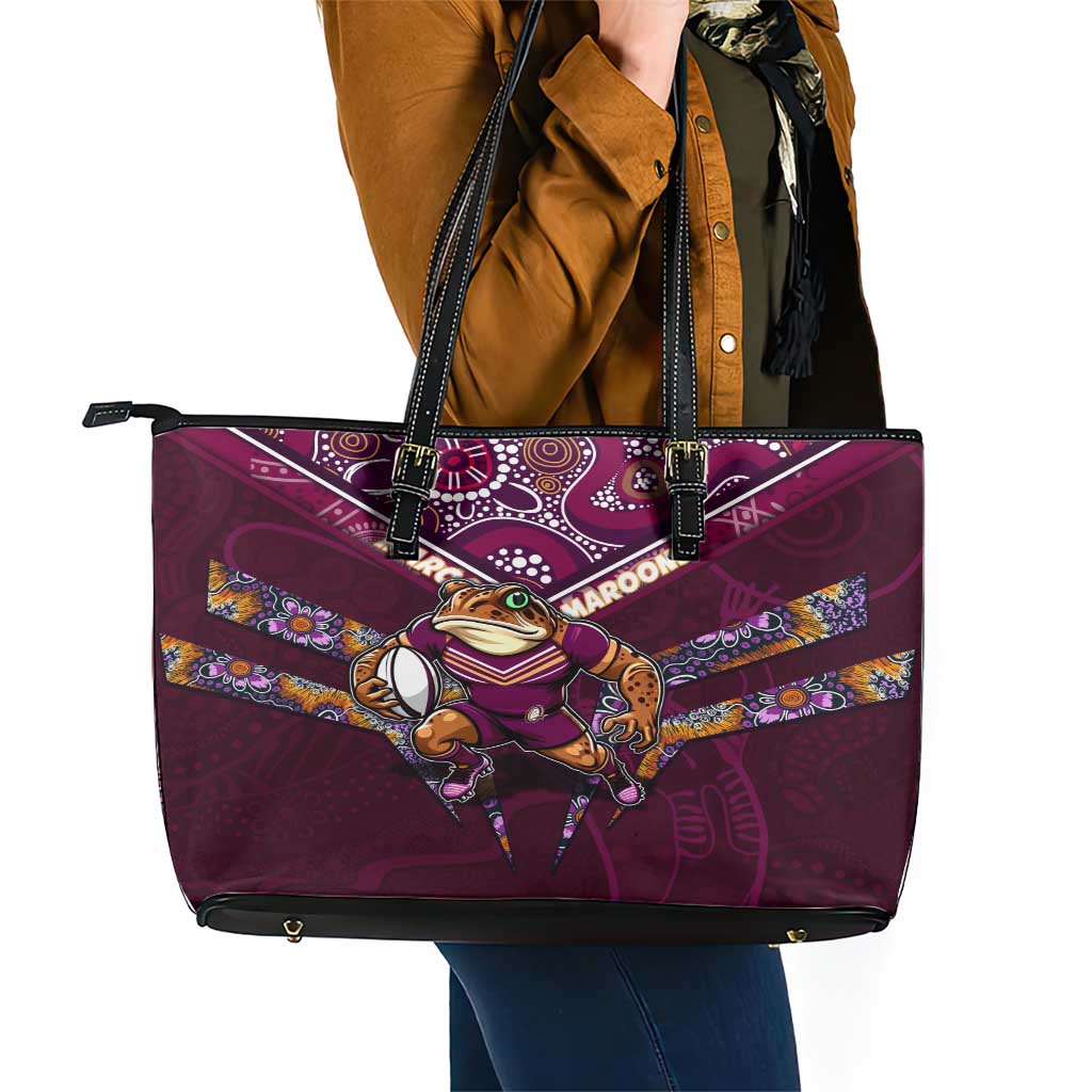 Queensland Maroons Leather Tote Bag Mascot Rugby League