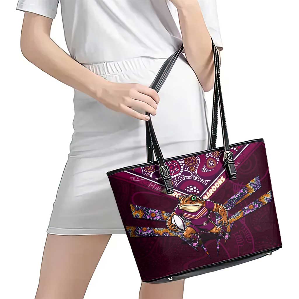 Queensland Maroons Leather Tote Bag Mascot Rugby League