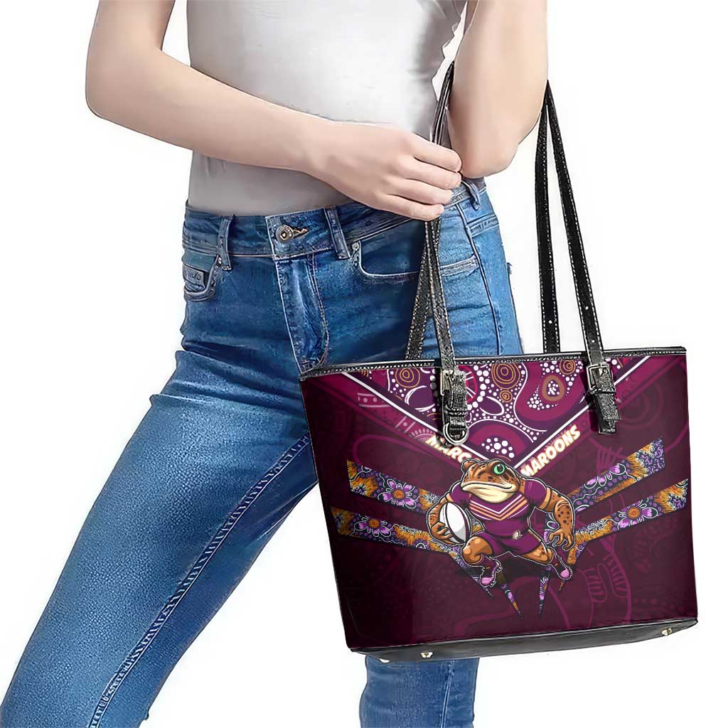 Queensland Maroons Leather Tote Bag Mascot Rugby League