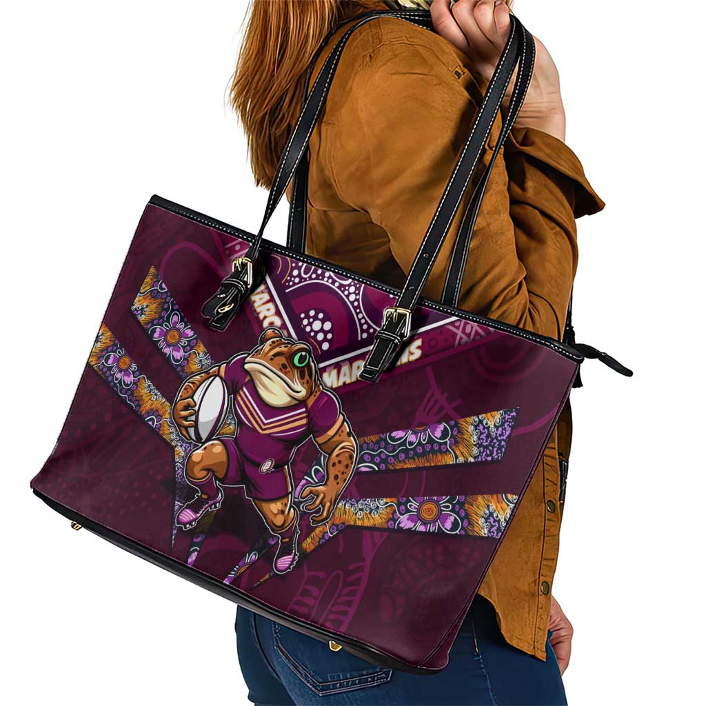 Queensland Maroons Leather Tote Bag Mascot Rugby League