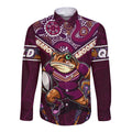 Personalised Queensland Maroons Long Sleeve Button Shirt Mascot Rugby League
