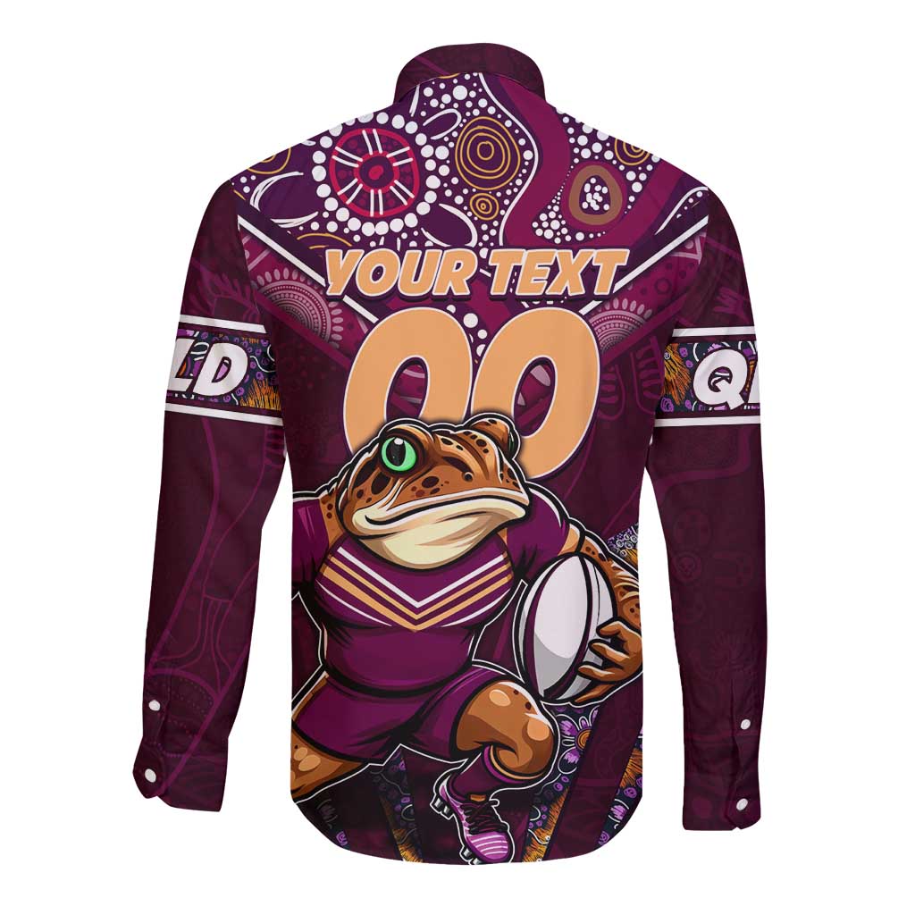 Personalised Queensland Maroons Long Sleeve Button Shirt Mascot Rugby League