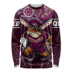 Personalised Queensland Maroons Long Sleeve Shirt Mascot Rugby League