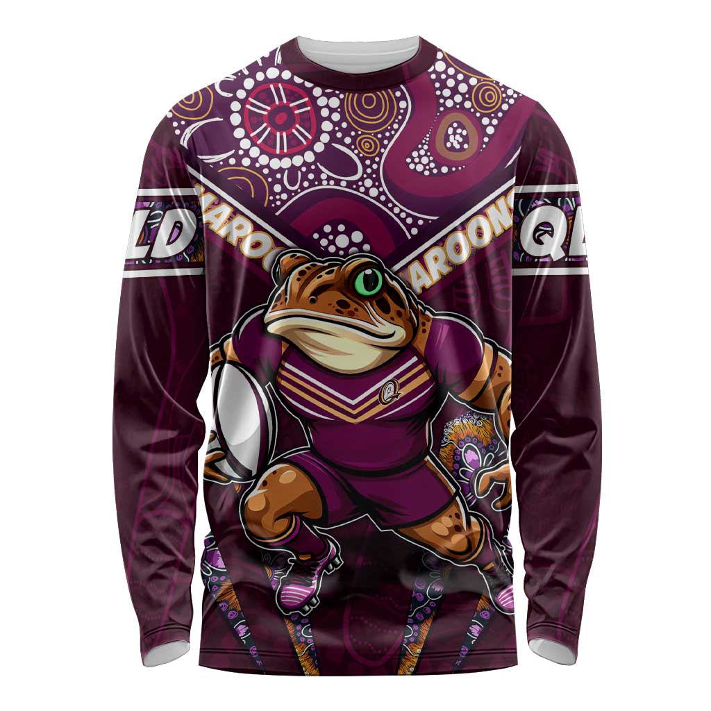 Personalised Queensland Maroons Long Sleeve Shirt Mascot Rugby League