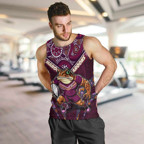 Personalised Queensland Maroons Men Tank Top Mascot Rugby League