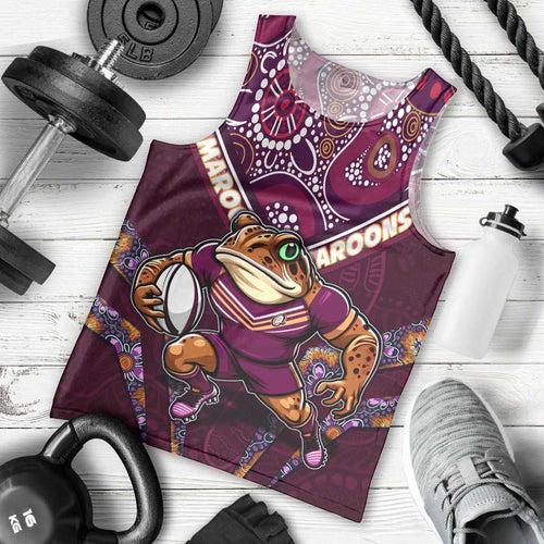 Personalised Queensland Maroons Men Tank Top Mascot Rugby League