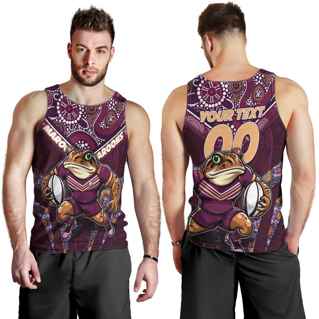 Personalised Queensland Maroons Men Tank Top Mascot Rugby League