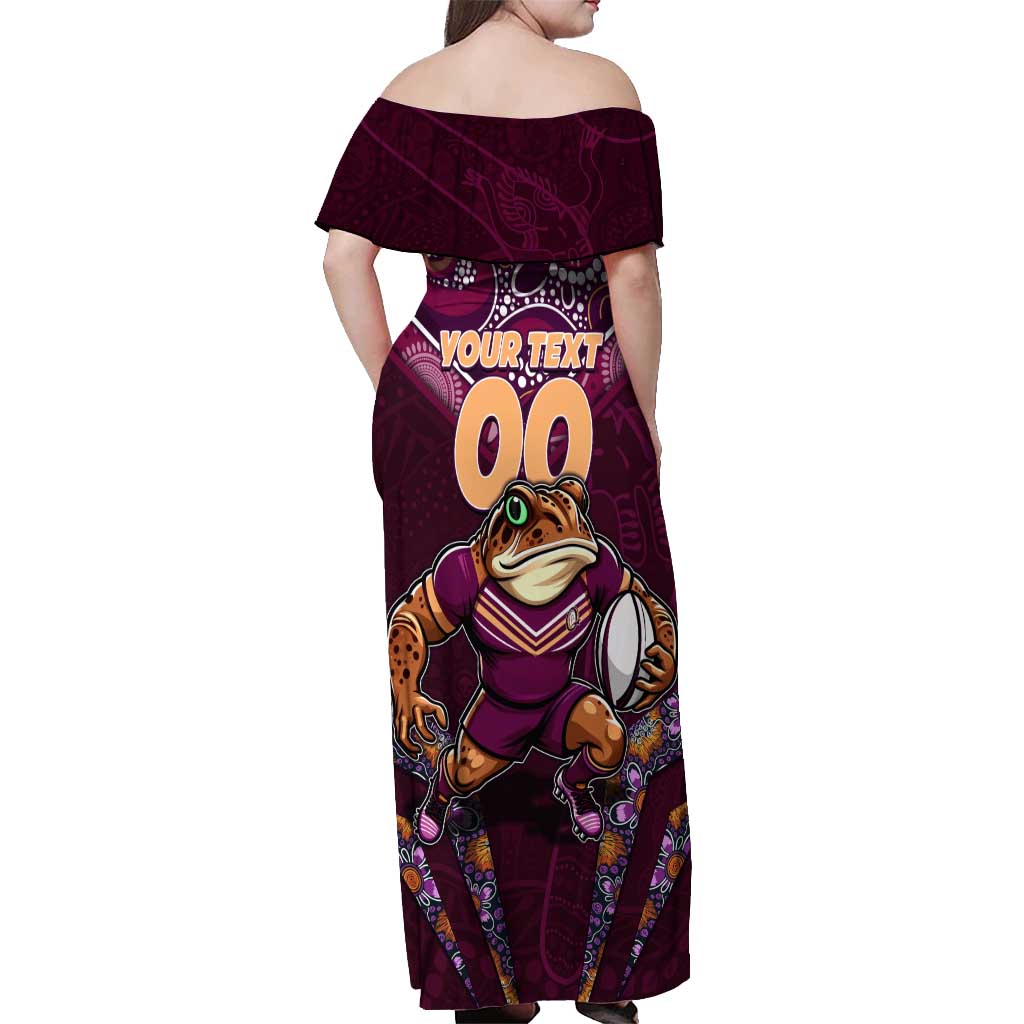 Personalised Queensland Maroons Off Shoulder Maxi Dress Mascot Rugby League