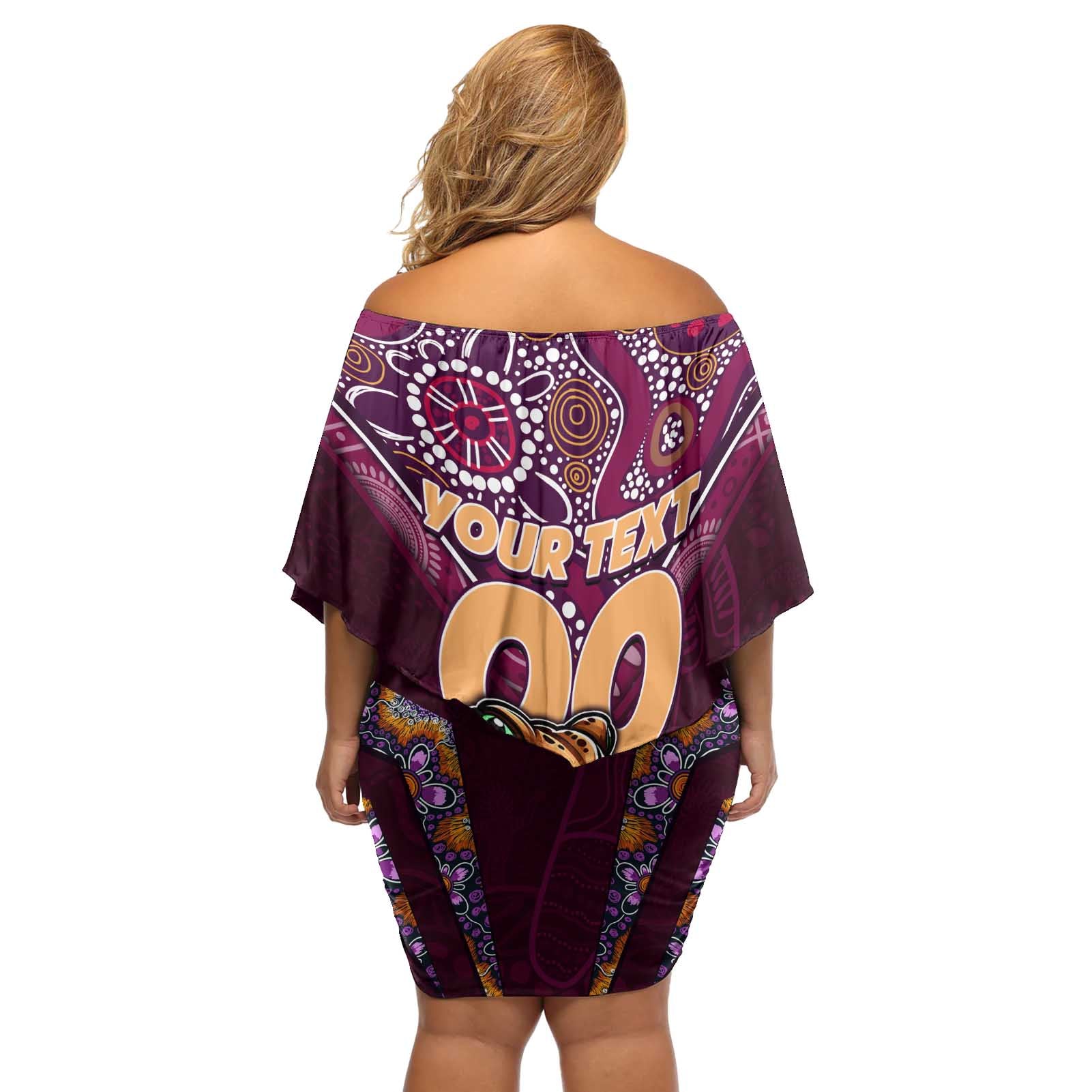 Personalised Queensland Maroons Off Shoulder Short Dress Mascot Rugby League