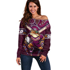 Personalised Queensland Maroons Off Shoulder Sweater Mascot Rugby League