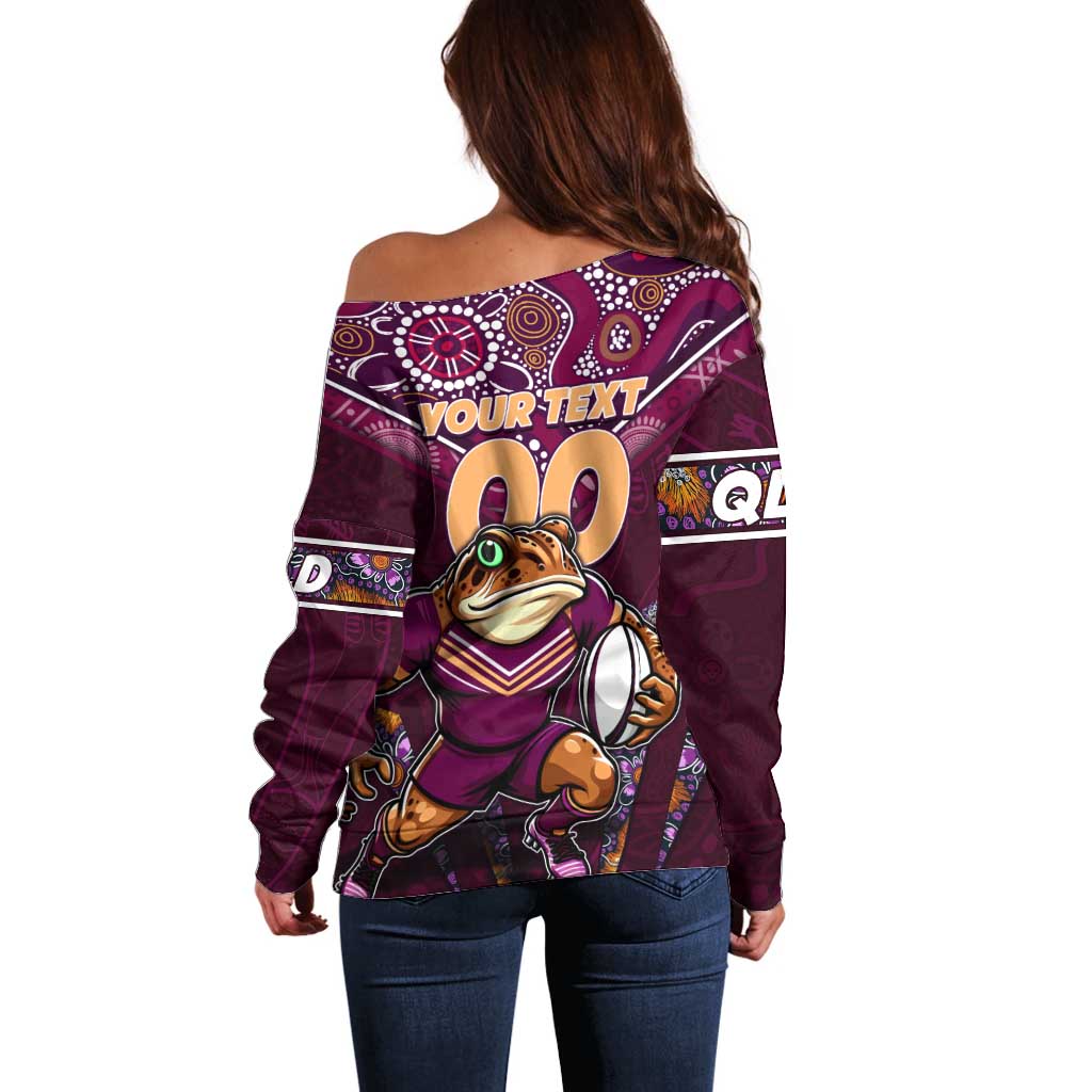Personalised Queensland Maroons Off Shoulder Sweater Mascot Rugby League