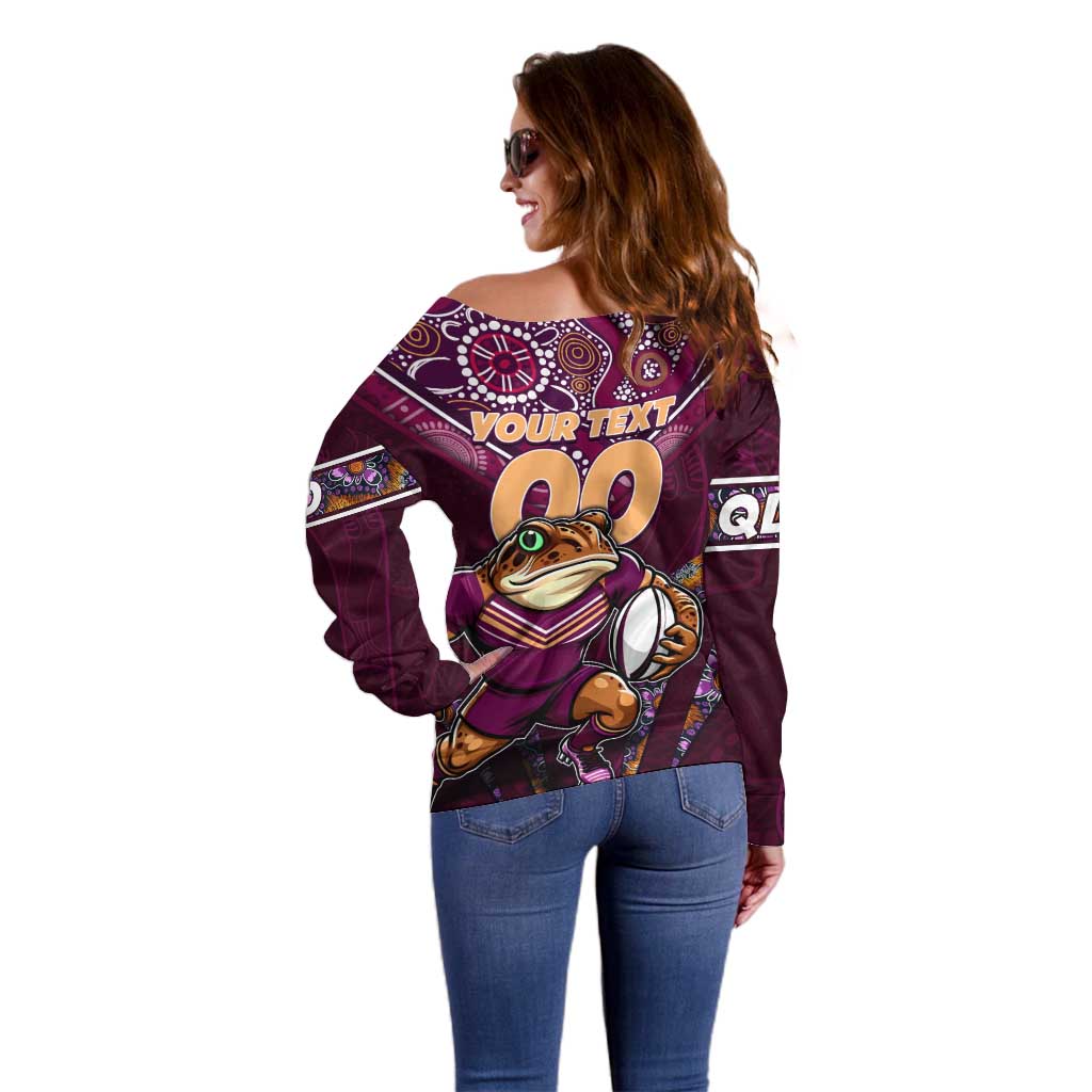 Personalised Queensland Maroons Off Shoulder Sweater Mascot Rugby League