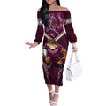Personalised Queensland Maroons Off The Shoulder Long Sleeve Dress Mascot Rugby League
