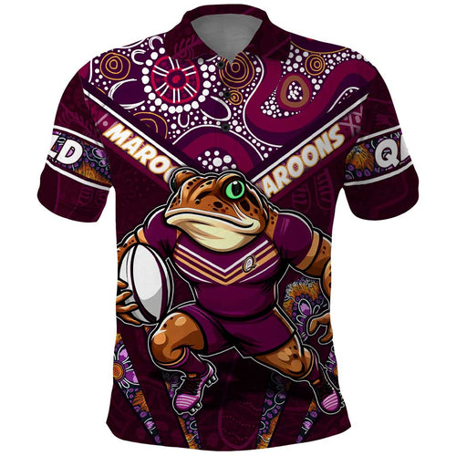 Personalised Queensland Maroons Polo Shirt Mascot Rugby League