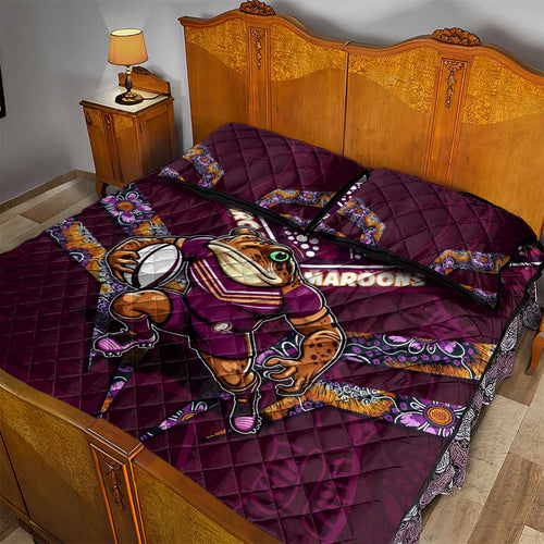 Queensland Maroons Quilt Bed Set Mascot Rugby League