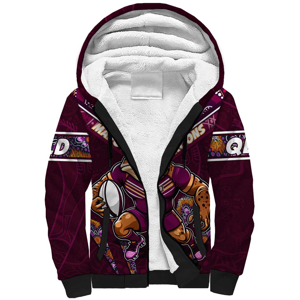 Personalised Queensland Maroons Sherpa Hoodie Mascot Rugby League
