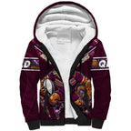 Personalised Queensland Maroons Sherpa Hoodie Mascot Rugby League