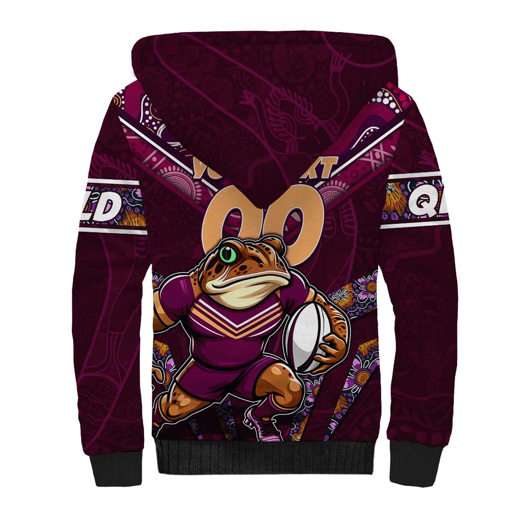 Personalised Queensland Maroons Sherpa Hoodie Mascot Rugby League