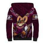 Personalised Queensland Maroons Sherpa Hoodie Mascot Rugby League