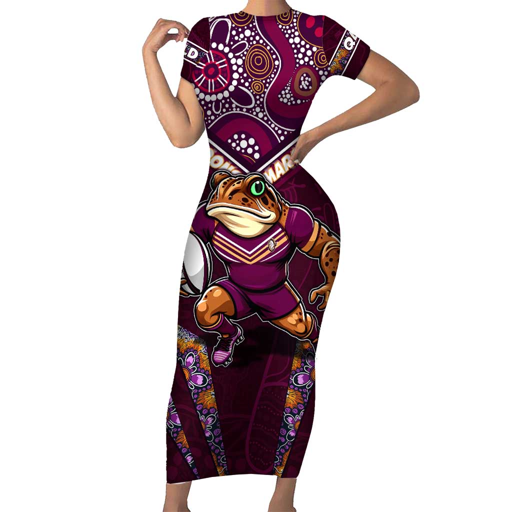 Personalised Queensland Maroons Short Sleeve Bodycon Dress Mascot Rugby League