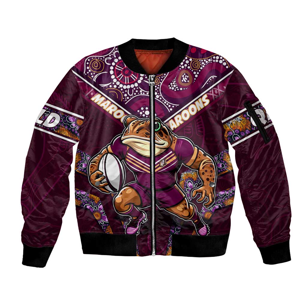 Personalised Queensland Maroons Sleeve Zip Bomber Jacket Mascot Rugby League