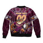 Personalised Queensland Maroons Sleeve Zip Bomber Jacket Mascot Rugby League