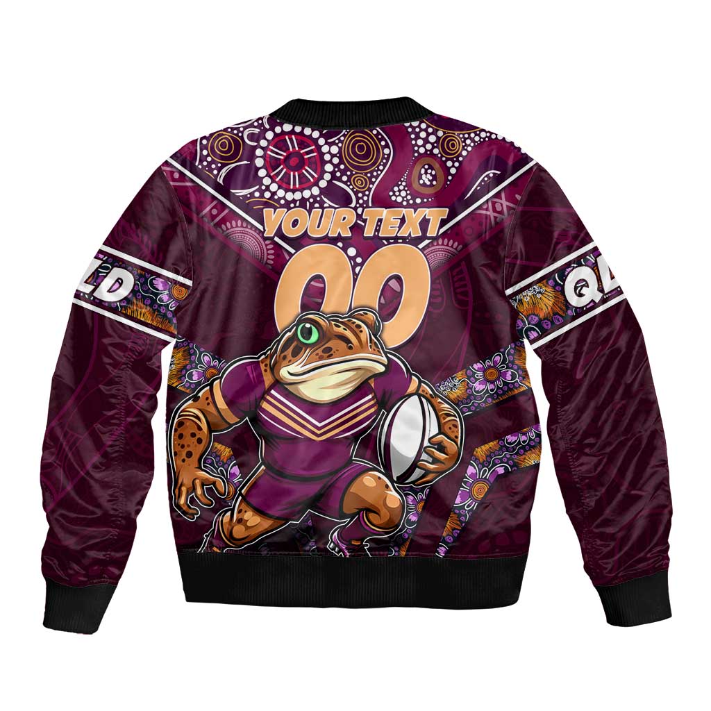 Personalised Queensland Maroons Sleeve Zip Bomber Jacket Mascot Rugby League