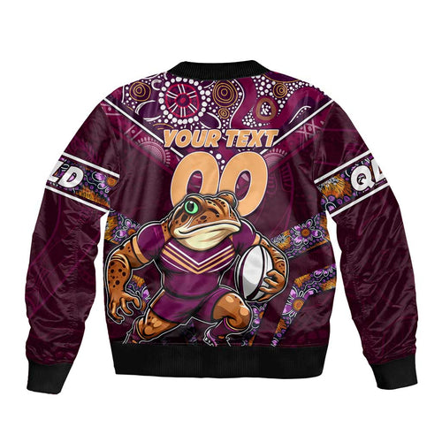 Personalised Queensland Maroons Sleeve Zip Bomber Jacket Mascot Rugby League