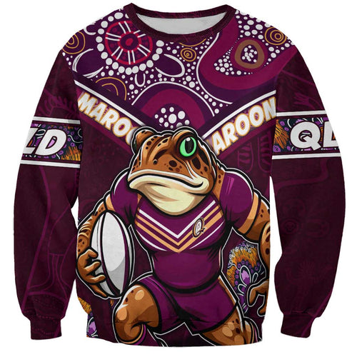 Personalised Queensland Maroons Sweatshirt Mascot Rugby League