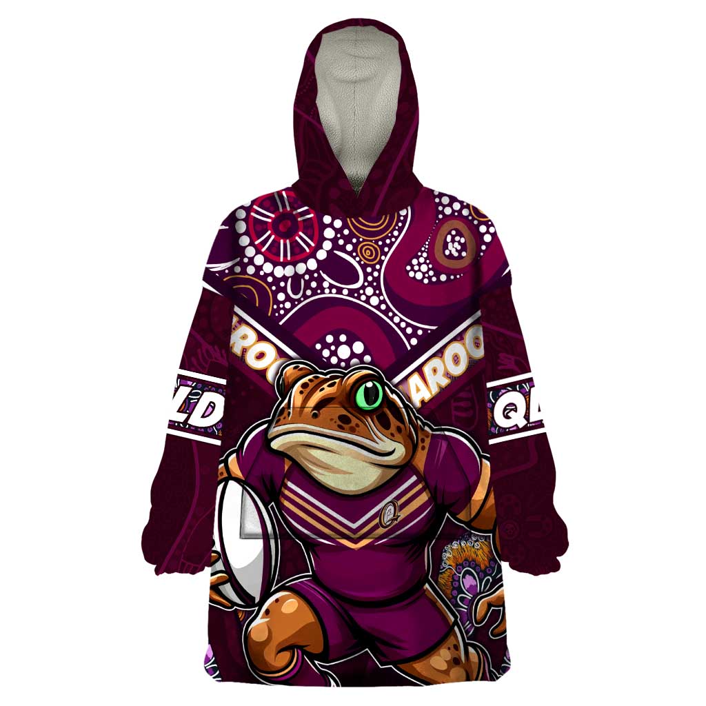 Personalised Queensland Maroons Wearable Blanket Hoodie Mascot Rugby League