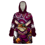 Personalised Queensland Maroons Wearable Blanket Hoodie Mascot Rugby League