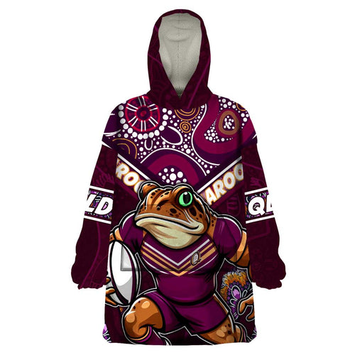 Personalised Queensland Maroons Wearable Blanket Hoodie Mascot Rugby League