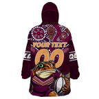 Personalised Queensland Maroons Wearable Blanket Hoodie Mascot Rugby League