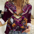 Personalised Queensland Maroons Women Casual Shirt Mascot Rugby League
