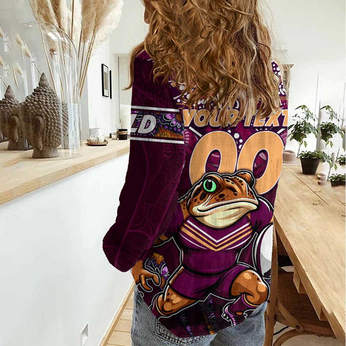 Personalised Queensland Maroons Women Casual Shirt Mascot Rugby League
