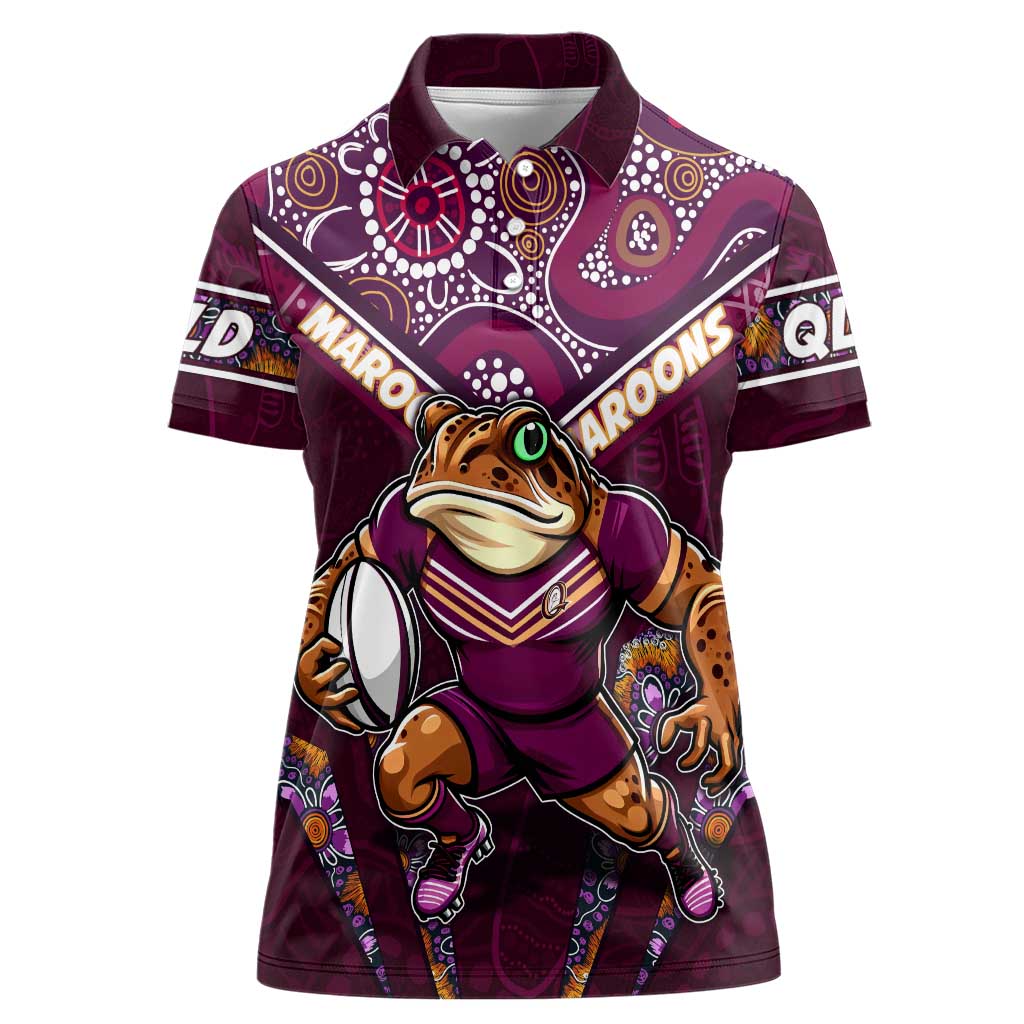 Personalised Queensland Maroons Women Polo Shirt Mascot Rugby League