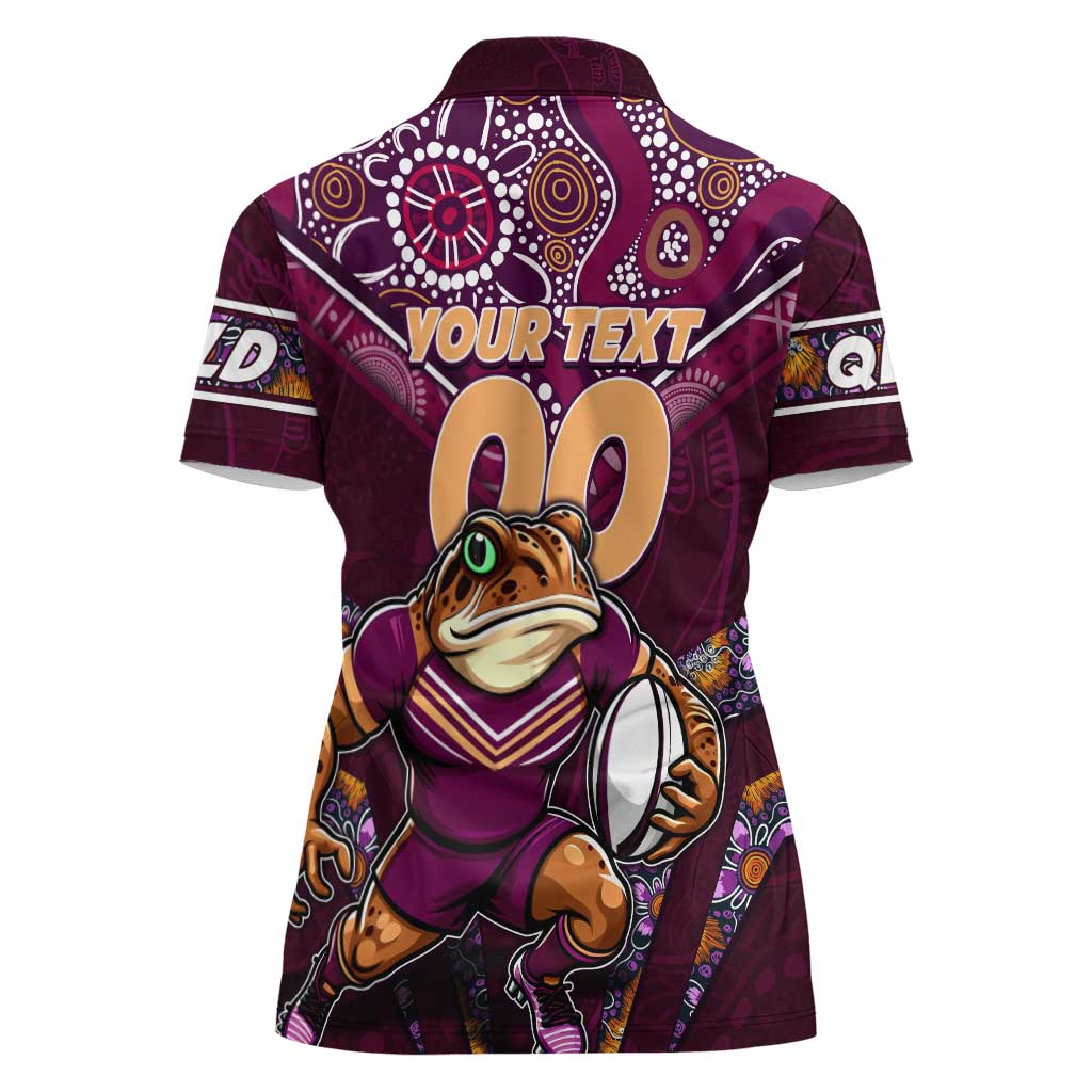 Personalised Queensland Maroons Women Polo Shirt Mascot Rugby League