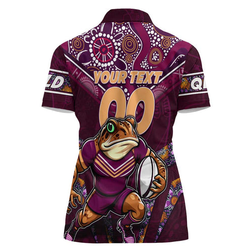 Personalised Queensland Maroons Women Polo Shirt Mascot Rugby League