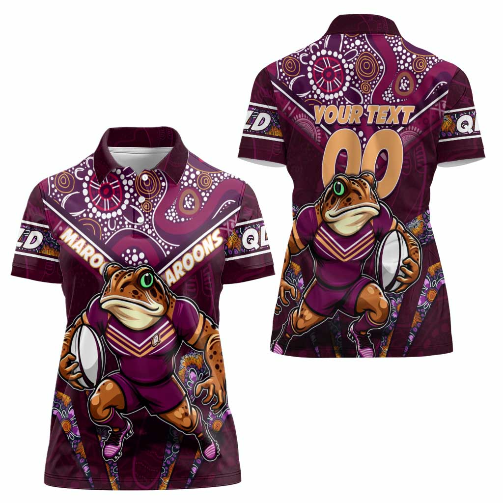 Personalised Queensland Maroons Women Polo Shirt Mascot Rugby League