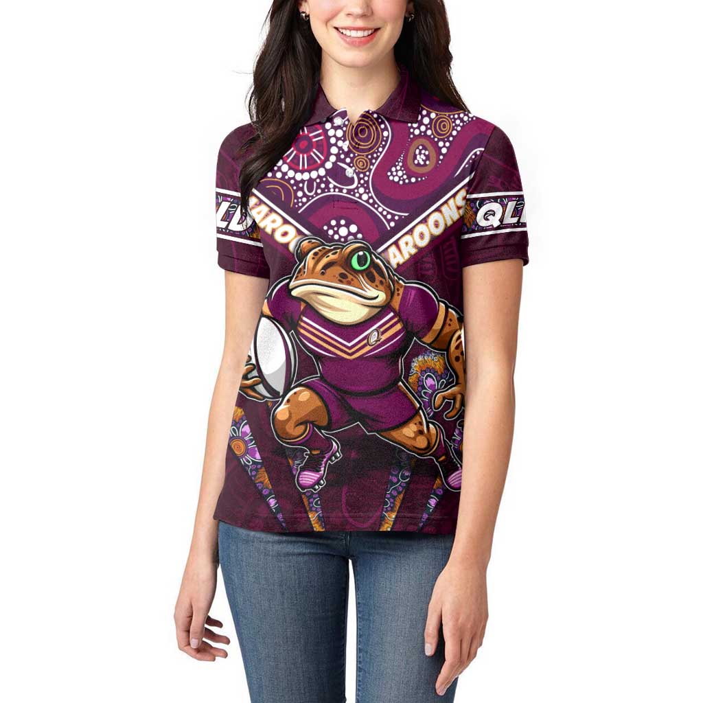 Personalised Queensland Maroons Women Polo Shirt Mascot Rugby League