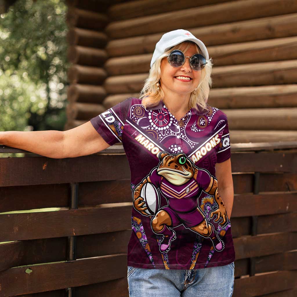 Personalised Queensland Maroons Women Polo Shirt Mascot Rugby League