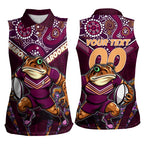 Personalised Queensland Maroons Women Sleeveless Polo Shirt Mascot Rugby League