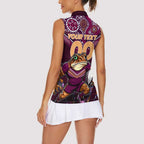 Personalised Queensland Maroons Women Sleeveless Polo Shirt Mascot Rugby League