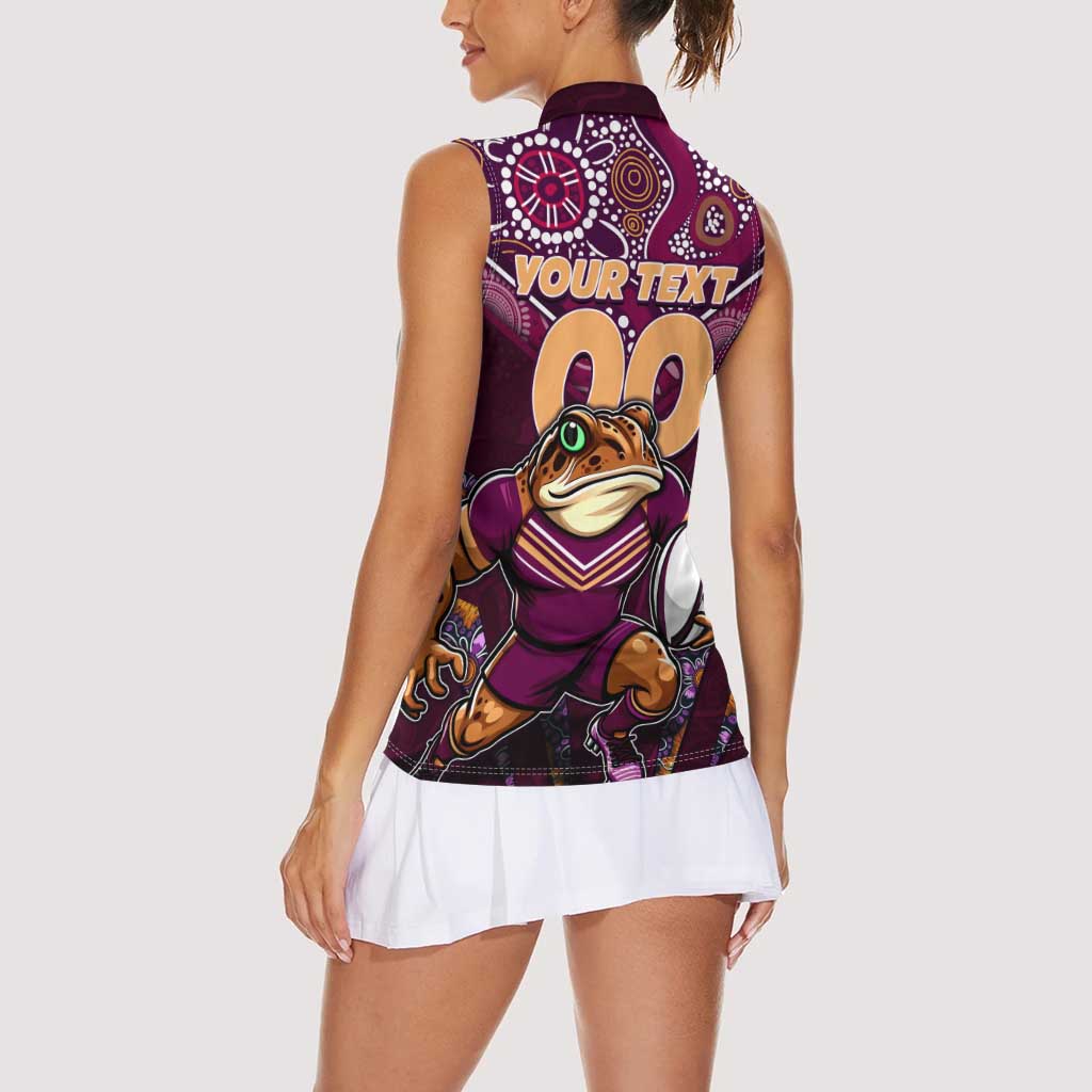 Personalised Queensland Maroons Women Sleeveless Polo Shirt Mascot Rugby League