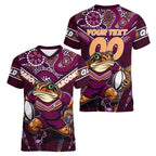 Personalised Queensland Maroons Women V-Neck T-Shirt Mascot Rugby League