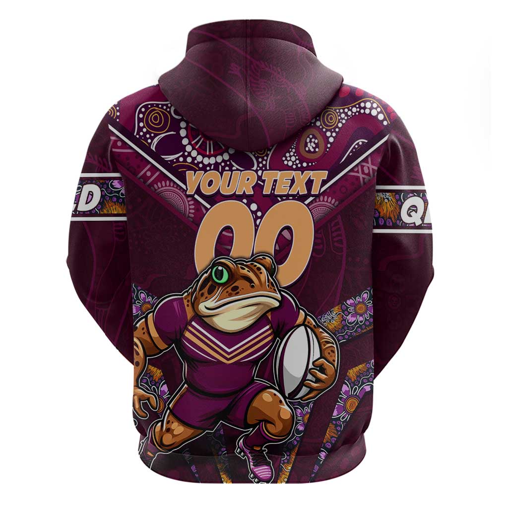 Personalised Queensland Maroons Zip Hoodie Mascot Rugby League