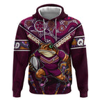 Personalised Queensland Maroons Zip Hoodie Mascot Rugby League