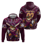 Personalised Queensland Maroons Zip Hoodie Mascot Rugby League