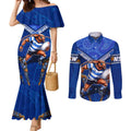 Personalised NSW Blues Couples Matching Mermaid Dress and Long Sleeve Button Shirt Mascot Rugby League